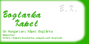 boglarka kapel business card